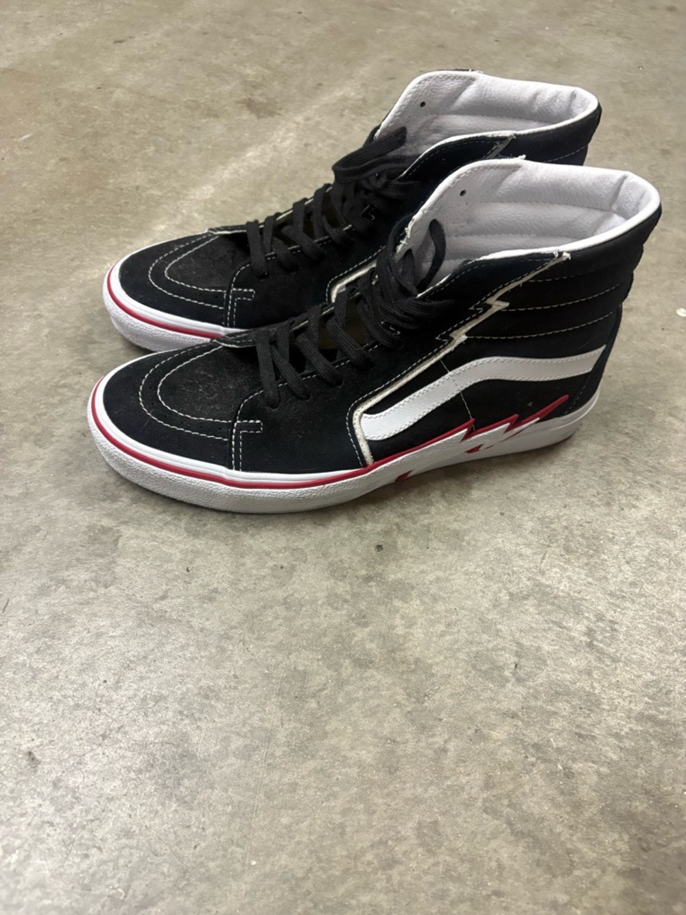 Vans High-Top Sneakers in Black, White & Red